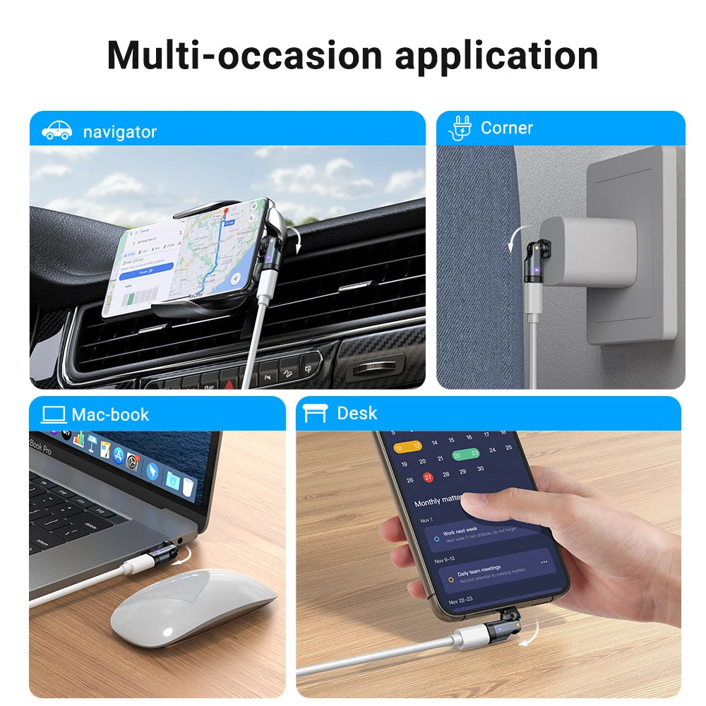 NEW PD240W USB C to Type C OTG Adapter 540 Rotation 5A Fast Charge Cable Converter for iPhone 16 MacBook Samsung Xiaomi Laptops Electronic Supplies