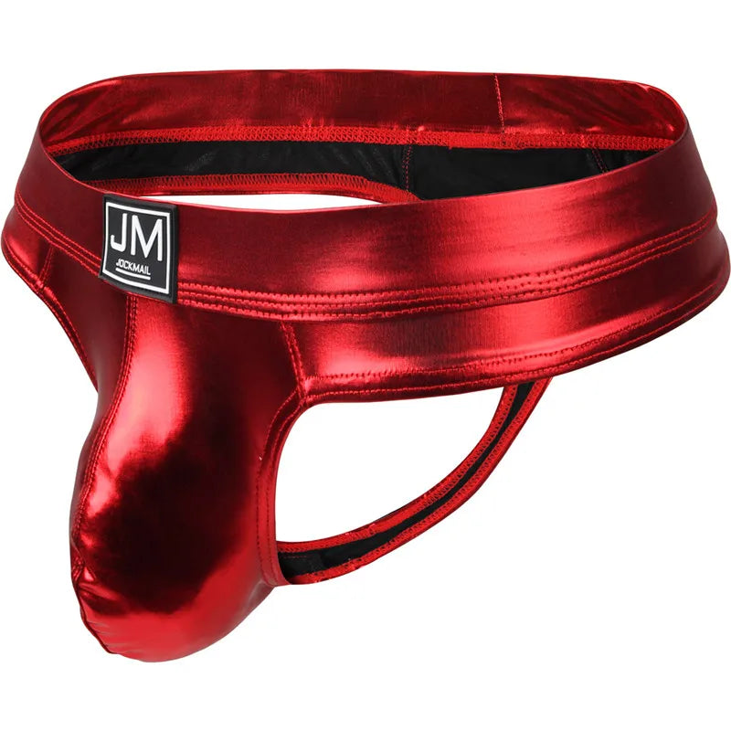 Adult Faux Leather Jockstrap Men Sexy Gay Underwear Penis Pouch Sissy Thong Lingerie Men Bikini Beifs Panochas Cueca Tanga Slip