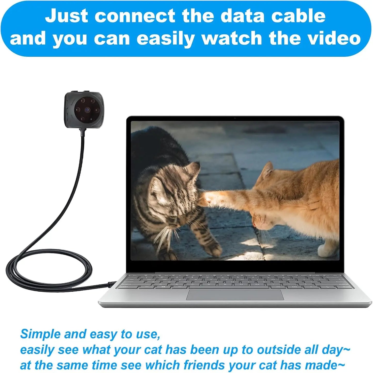 NEW Arrivals Pet Collar Camera Cat Collar Camera with 64GB SD Card Dog Tracker Collar with 1080P Video & Infrared Night Vision Functionality Pets Supplies