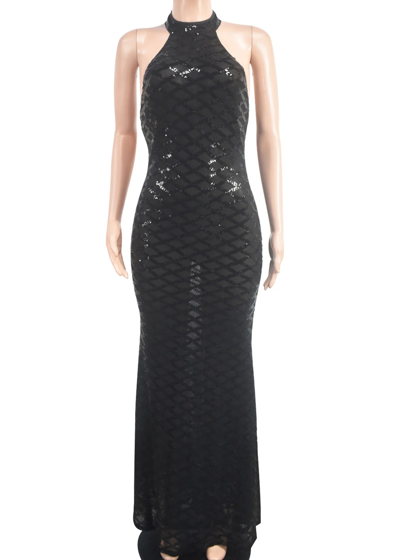 NEW Arrivals Sexy Black See Through Sequin Maxi Summer Dress Women Bodycon Evening Beach Party Nightclub Birthday Party Dress Luxury Evening Long Dresses Girls Ladies Sexy Apparel Supplies