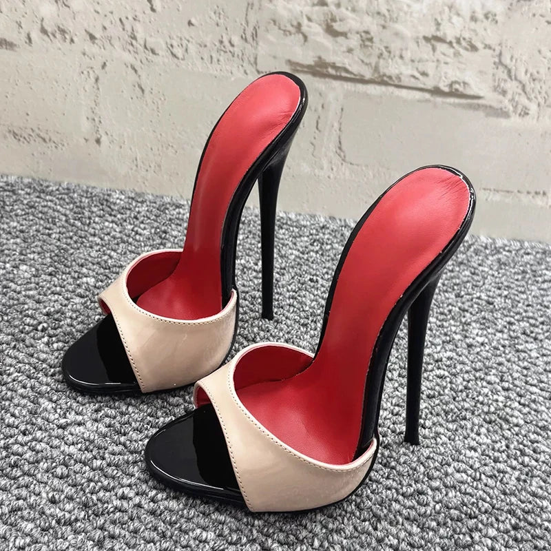 5 Colors UK (4-10) Size Chic Summer 16cm Slipper Slingback White Red inside Super High Heels Sandal Plus Size Fashion Women Fetish Cosplay Club Shoes