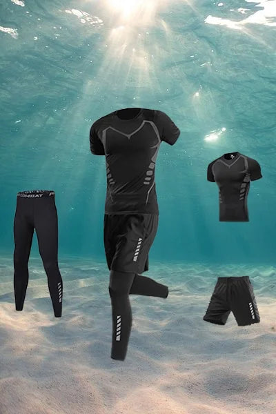 NEW Arrivals 4PCS Set S-3XL(100Kg+) Men's Swimsuit Full Body Sun Protection Long Sleeve Short Sleeve Pants Boys Swim Shorts Long Pants Swim Top Surf Snorkeling Suit Beachwear Sets Sports Apparel Supplies