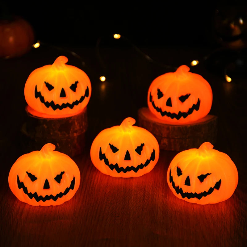 3Pcs Halloween Pumpkin LED Light Night Light Haunted House Horror Props Halloween Party Home Indoor Decoration Supplies Favors
