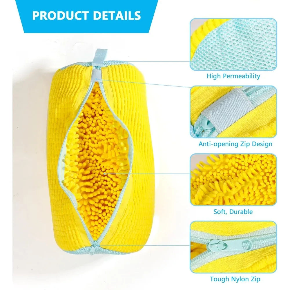 NEW Arrivals Durable Shoe Washing Machine Bag for All Shoe Types-Yellow with Blue Zipper, Ideal for Sneakers and Casual Shoes, Laundry Wash Bag