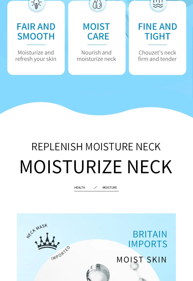 NEW 10PCS Set Korean Hyaluronic Acid Neck Mask Collagen Firming Neck Masks Nourishing Brighten Moisturizing Necks Women Beauty Korean Skin Care Products