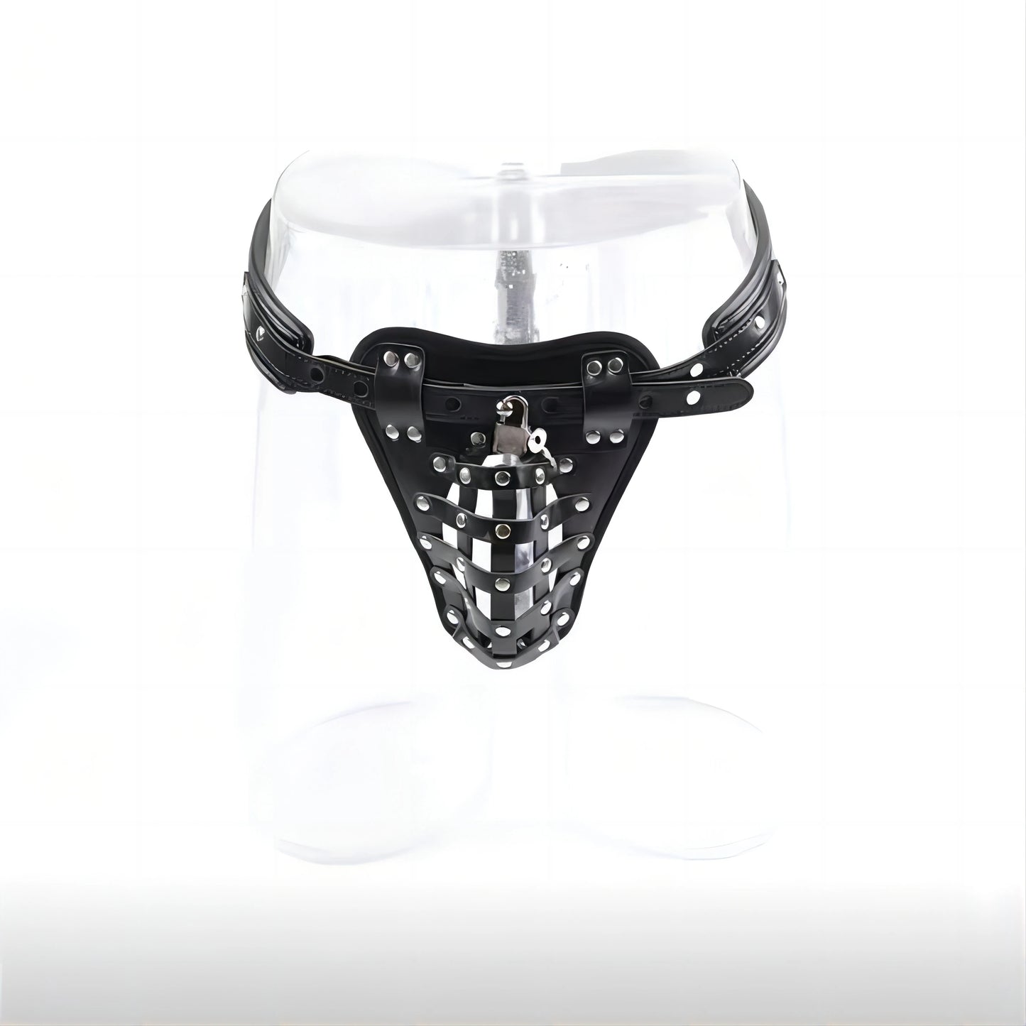 Adult BDSM PU Leather Male Chastity Cage Belt Device Pants Underwear Lock Penis Rings Bondage Erotic Sex Toys for Men Adults Games
