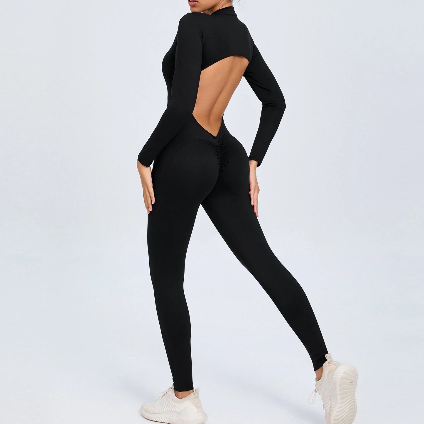 NEW Arrivals 10 Colors Women Sportwear Yoga Jumpsuit Zip Long Sleeve Back Open Outfit Fitness Tracksuit Tight One-piece Gym Overalls Sports Bodysuit