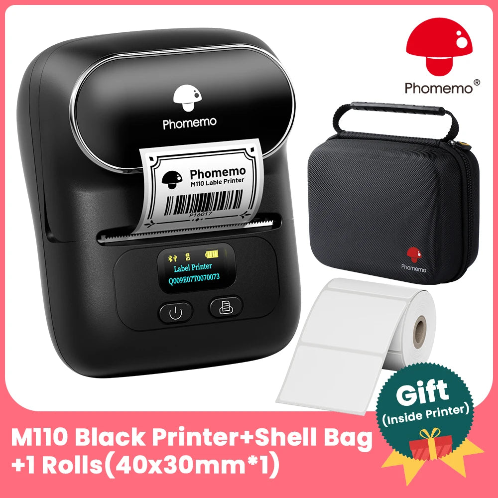 BRAND NEW Original PHOMEMO M110 Label Printer Mini Printer Thermal Label Maker Portable Labeling Machine for Business Barcode Cable School Home Office Business Thermal Printer Set