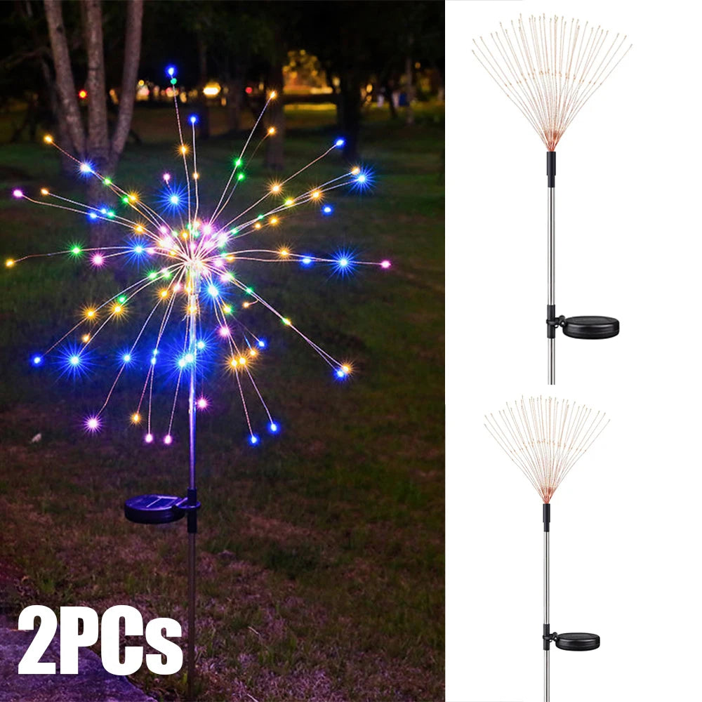 NEW 8PCS Set 200 LED Solar Firework Light Waterproof Outdoor 8 Lighting Modes Fairy String Light Christmas Lawn Lamp Garden Decoration