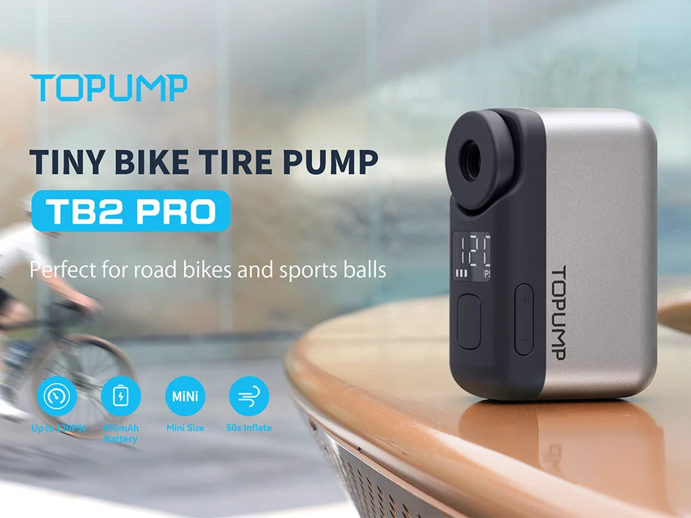 NEW Arrivals TB2 PRO Mini Portable Electric Pump Set for Bike Cordless Tire Inflator 120PSI Max 450mAh Battery with Screen Fast Charging