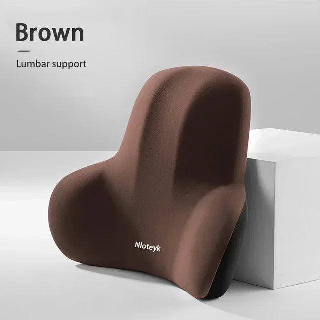 NEW Arrivals 2PCS Set 3 Colors Car Memory Foam Lumbar Support Cushion, Polyester Fabric, Anti-Slip, Washable, Ergonomic Design, Slow Rebound Memory Material