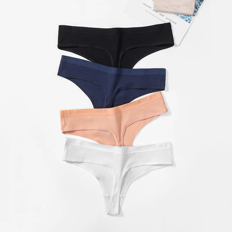 10PCS/Set Striped Women's Panties Breathable Underwear Cotton Female Thongs Sexy Lingerie Soft Cozy G-Strings Sports Tanges