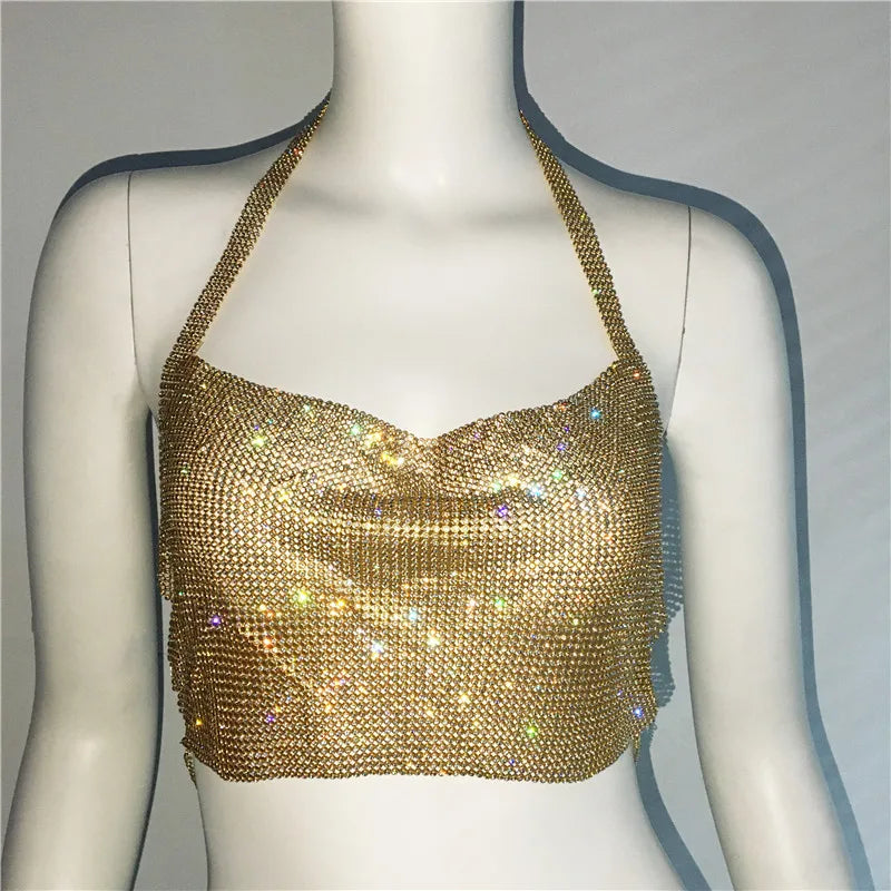 NEW Arrivals 7 Colors Sparkly Diamond Tank Top for Women, Crystal Rhinestone Spaghetti Strap, Sexy Backless, Club Crop Top, Festival Rave Party Tops