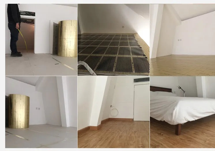 NEW All Sizes 220V 50cm Width x 400cm Healthy Floor Heating Infrared Underfloor Heating Carbon Film Heater Electric Floor Warming Mat 220W