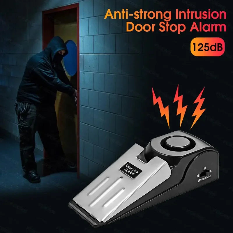 NEW Arrivals 2PCS Set 125dB Door Arrester Alarm Household Safety Protection Anti-Theft Burglary Alarm System, Door Gap Door Gear Used for Hotel Women Living Alone Home Office Security Supplies