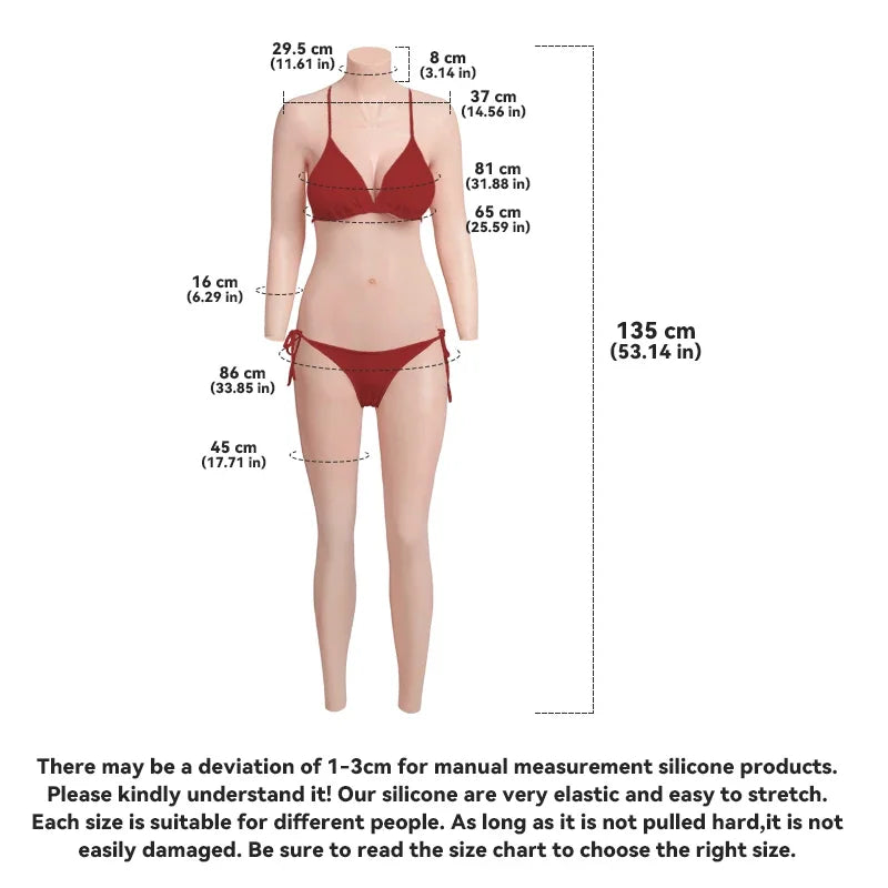 KUMIHO Cosplay One Pieces Silicone Bodysuit C Cup Breast Forms Fake Boobs With Arms For Crossdresser Mens Sissy Drag Queen