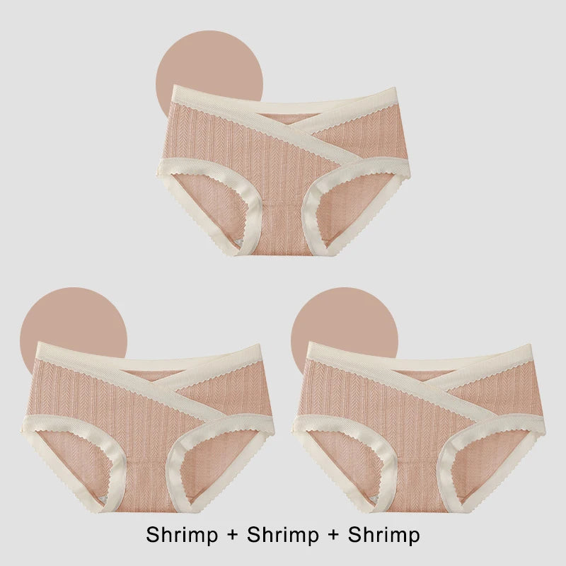 3PCS Set M-2XL Plus Size Soft Cotton Briefs V-Shaped Abdominal Support Under Panties Pregnancy Childbirth Female Underwear Pregnant Woman Women's Panties