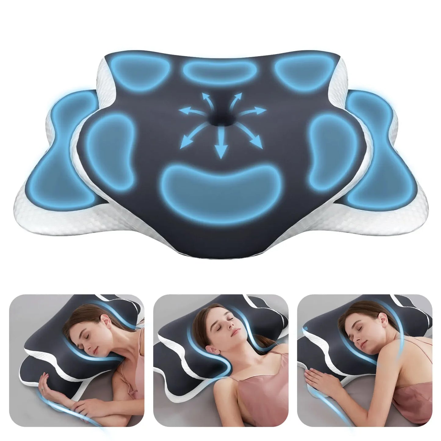 NEW Orange/Dark Gray Color Ergonomic Butterfly Top Quality Memory Foam Pillows Butterfly Shaped Relaxing Cervical Slow Rebound Neck Pillow Pain Relief Sleeping Orthopedic Cushion