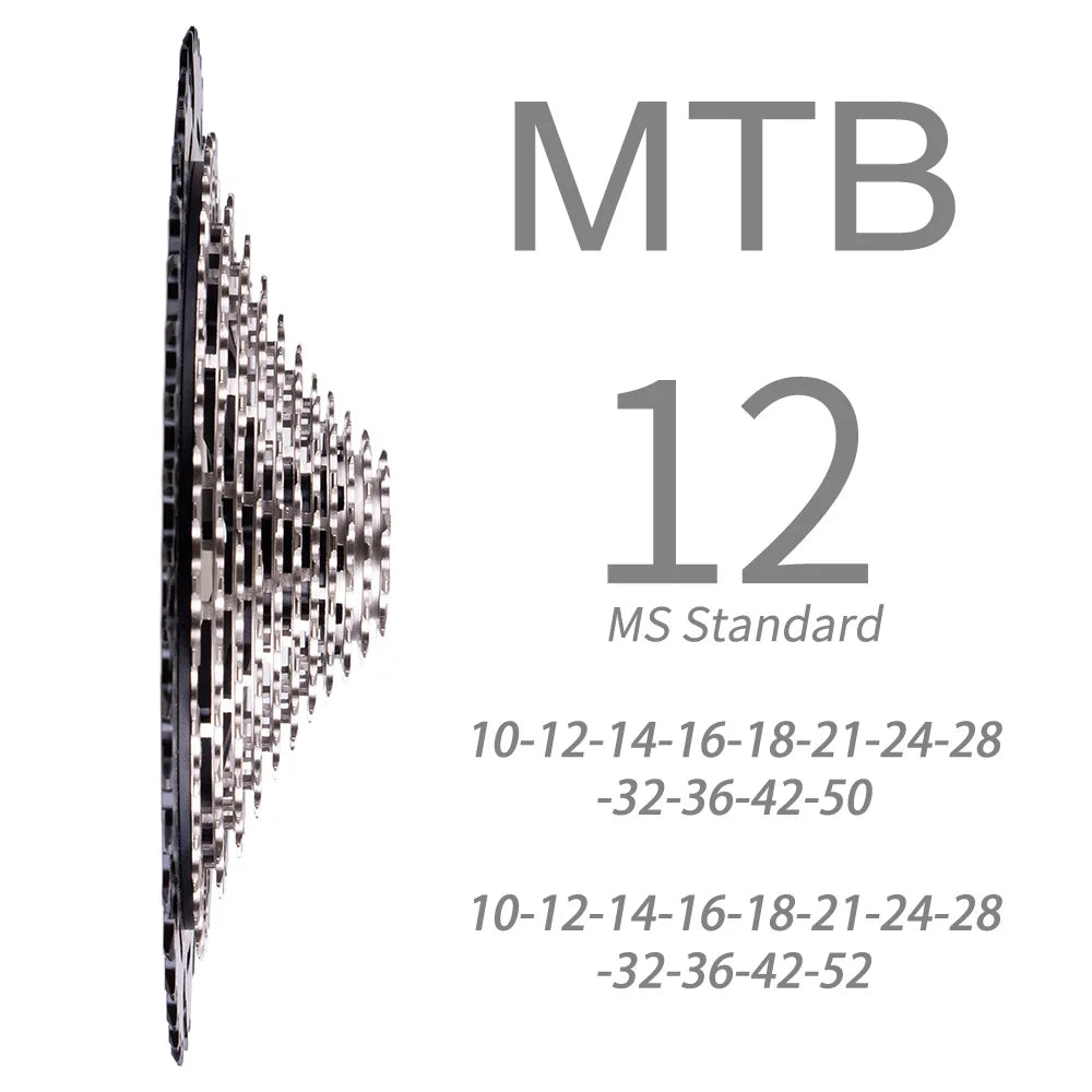 NEW Arrivals Ultimate MTB 12 Speed Lightweight 376g Cassette 10-50T MS ULT Micro K7 Spline 12speed For M6100 M7100 M8100 Mountain Bike Shift Chain Bicycle Accessories Sports Supplies
