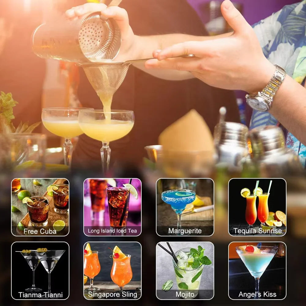 NEW Arrivals 25PCS Set 500/750ML Boston Cocktail Shaker Set Bartender Kit for Hotels Restaurant Pubs Home Bar Drink Wine Martini Mixer Cocktail Shaker Bartender Waitress Tools
