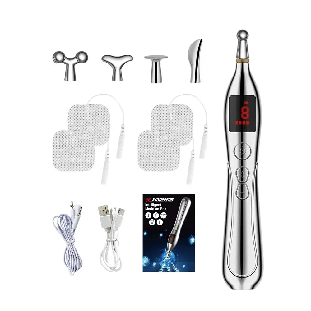 NEW Arrivals Electric Meridian Acupuncture Pen Set Electronic Laser Pointer Physiotherapy Acupressure Relax Tens EMS Pulse Vibrators Relaxing Massage Pens Health Care Supplies