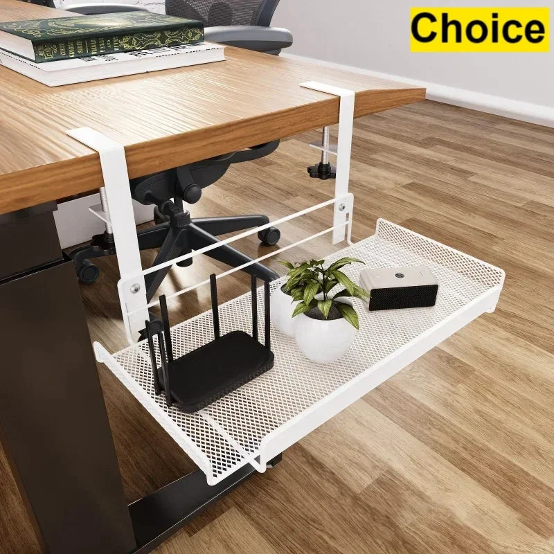 NEW Under Desk S-Large Cable Storage Rack No Drill Steel Desk Cable Organizers Wire Management Tray Cable Rack Storage Under The Office Desk Home Office Electronics Tools Accessories
