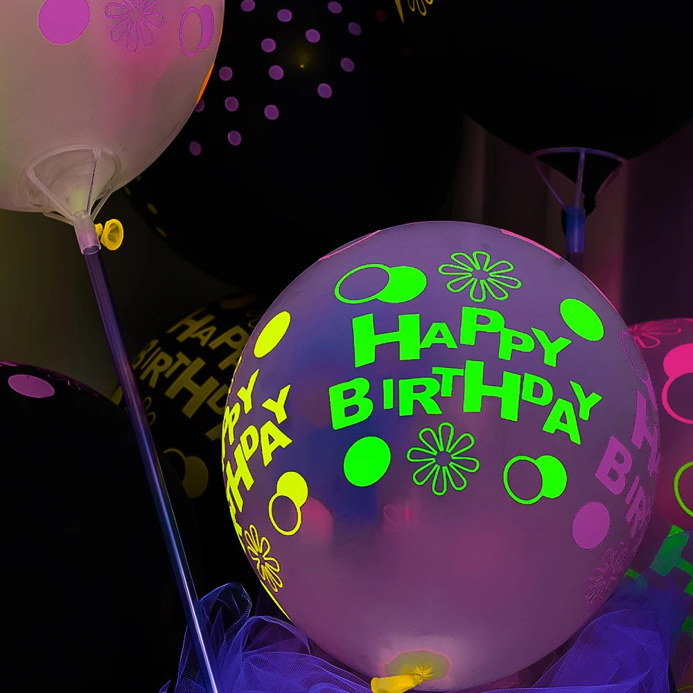 NEW 60PCS Set Happy Birthday Wedding Fluorescent Balloons Glow In The Dark Luminous Dots Latex Balloon For Birthday Wedding Party Decoration Gifts and Toys
