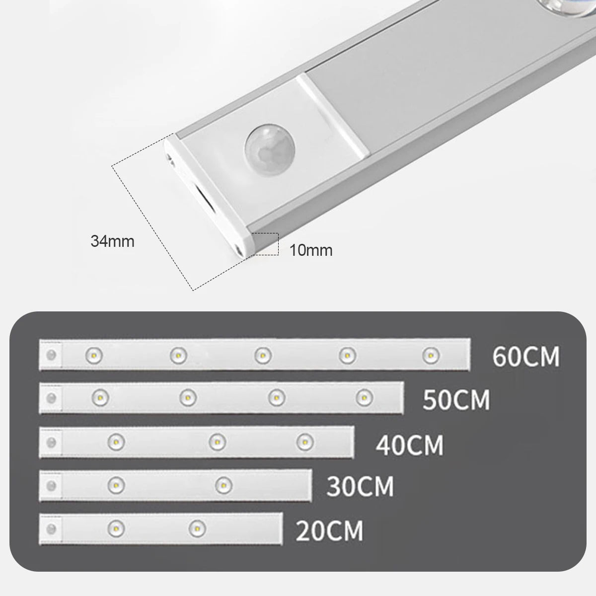 NEW Arrivals Ultra Slim Led Motion Sensor Light Strip Tricolor Lamp USB Rechargeable Lights LED Night With Paste 10cm/20cm/30cm/50cm Cabinet
