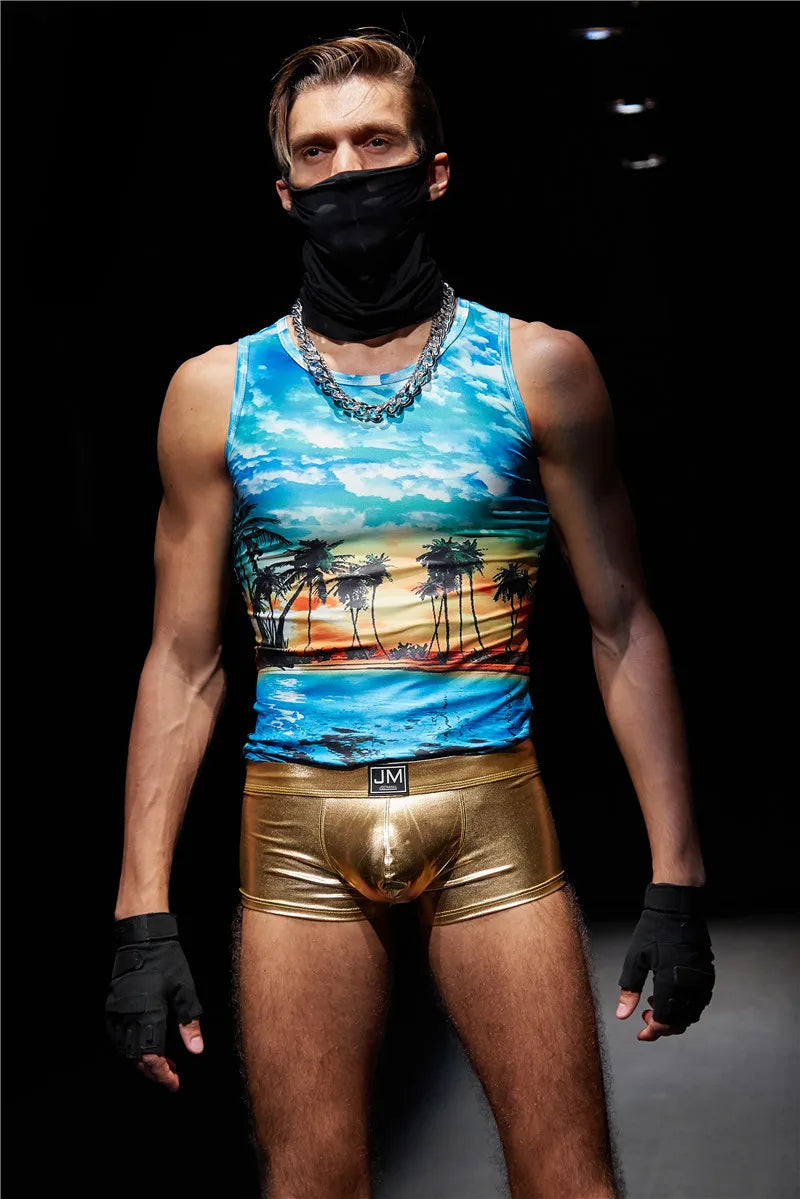 Mens Underwear Boxers Brief Sexy Male Underwear PU Leather Underpants Man Swim Trunk Men Underwear Boxer Shorts
