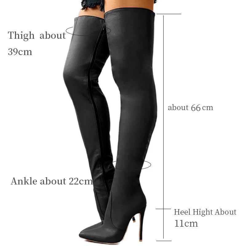 NEW Arrivals Autumn/Winter Women's Boots Pointed Side Zipper Slim High Heels Large Over Knee Boots Women's Boots Platform Boots Women Shoes