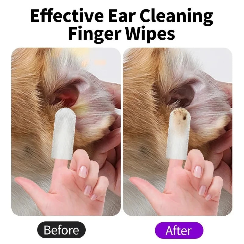 NEW Arrivals 50PCS Pet Korean Cleaning Products Ear Cleaning Wipes Ear Care Fingertips Ear Mite Removal Cat and Dog Ear Hygiene Products Pets Health Care Supplies