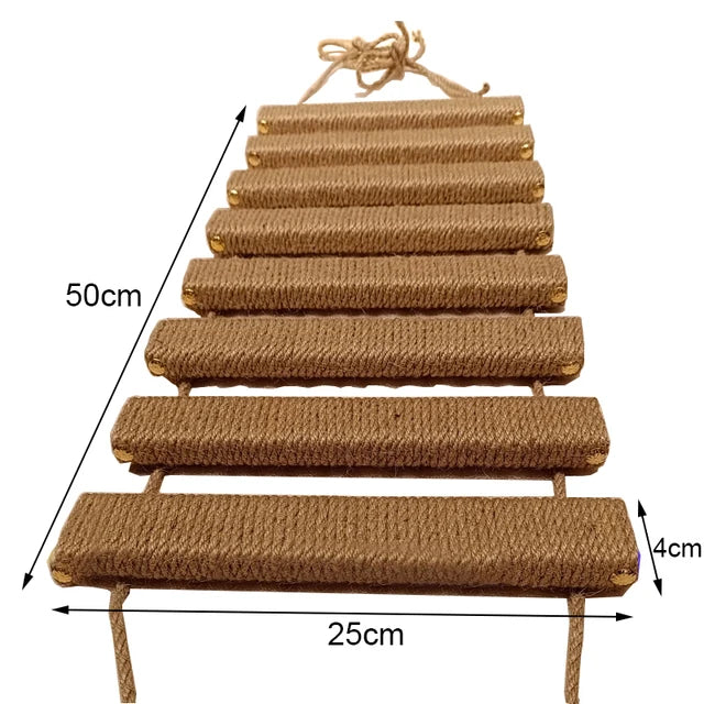 NEW Arrivals Cat Toys Wall-Mounted Activity Cat Wood Sisal Scratcher Climber Furniture Cat Bridge Rope Steps Kitten Climbing Ladder Kitten Post Wall Pets Training Interactive Toys Games Supplies