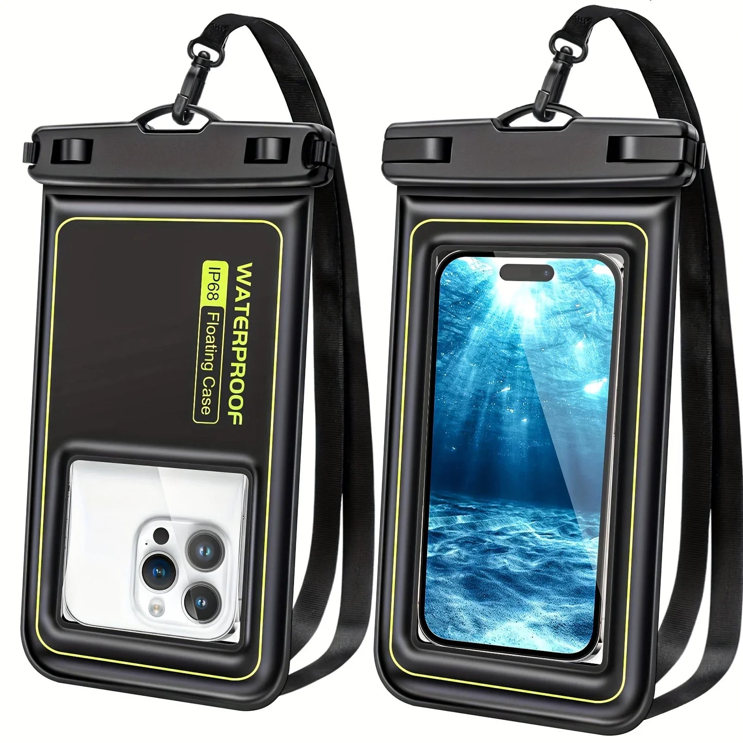 NEW Floating Airbag IP68 Waterproof Swimming Sports Bag Pouch Phone Case Touch Screen & Strap For iPhone Samsung 6.8" Mobile Phone