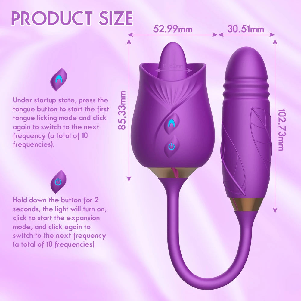 Rose Toy Sucking Licking Vibrator Female Clitoris Nipple Stimulator Vagina Massager Telescopic G-Spot Vibrating Egg for Women Ad