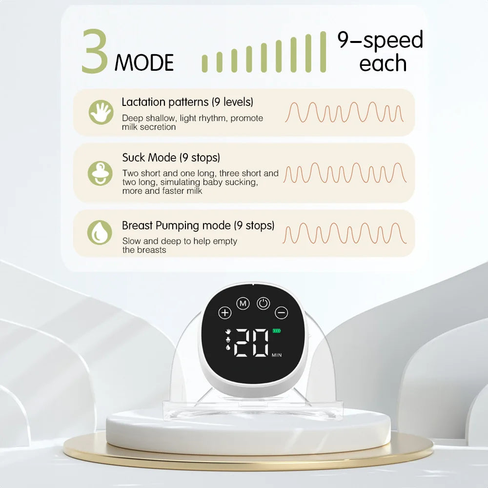 2pcs Wearable Breast Pum Hands Free Electric Breast Pump Silent Invisible Breast Pump 3 Modes 9 Levels of Suction 180ML Capacity