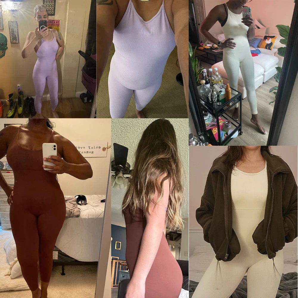 Bodycon Jumpsuits Women Sportwear Casual Streetwear Fitness Outfit Gym Clothings Rompers Overalls Playsuits Bodysuit Female