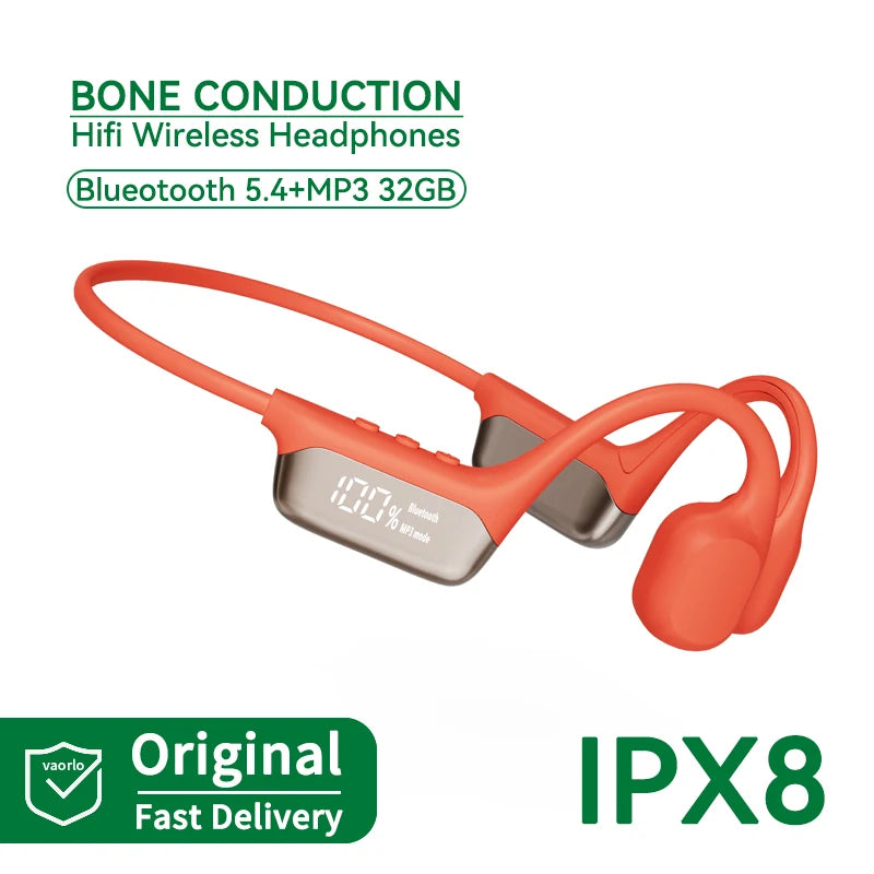 Original Bone Conduction Wireless Headphone IPX8 with Microphone Waterproof Swimming Cycling Running Headset Bluetooth 5.4 32GB RAM MP3 Player HIFI Music Outdoor Sports Products Earphones Supplies