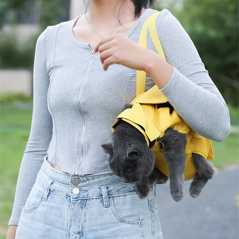 Multifunctional Pet Bag Breathable Cat Double Shoulder Portable Cat Bag Anti-Scratch Bite Fixed Cat Bag Injection Bags Foldable