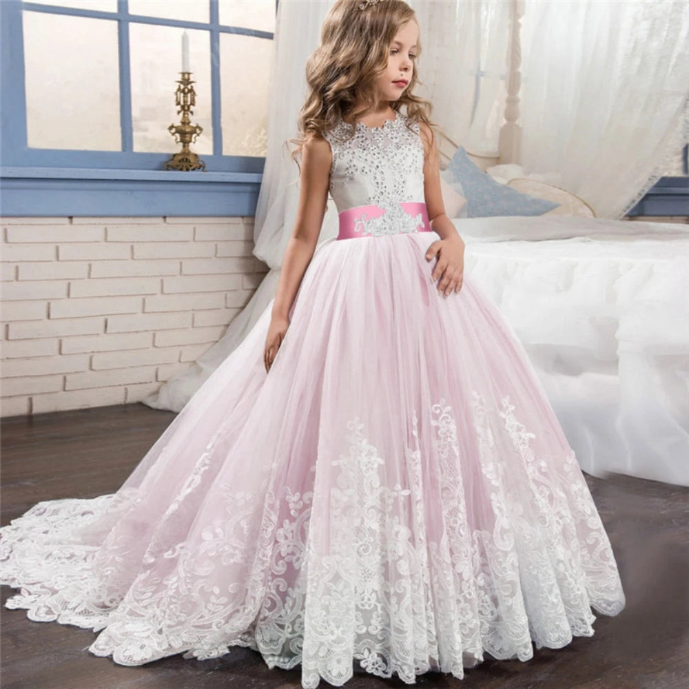 Luxury Summer Wedding Birthday Evening Party Girls Dress Long Bridesmaid Kids Dresses For Girls Children Princess Dress Party Wedding Dress 3/14 Years Old Children Luxury Fashion Apparel Supplies