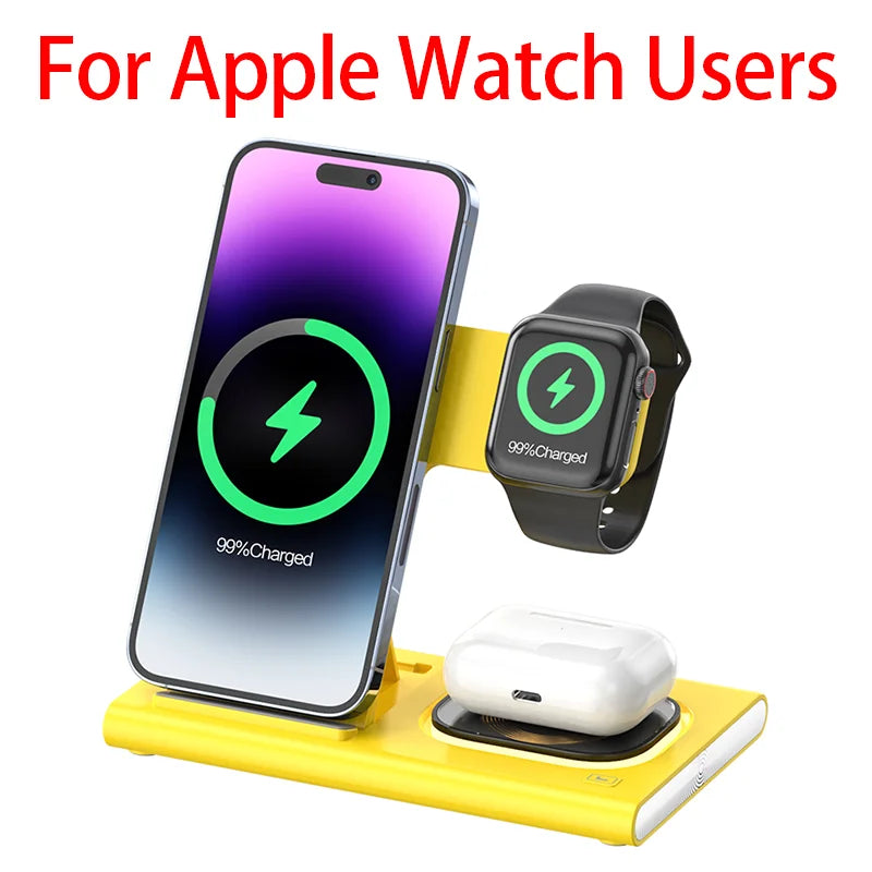 NEW Arrivals 300W Foldable 3 In 1 Wireless Charger Stand Pad Desktop Fast Charging Station For iPhone 16 15 14 13 Samsung Apple Watch Air Pods Mobile Phones Accessories Electronic Supplies