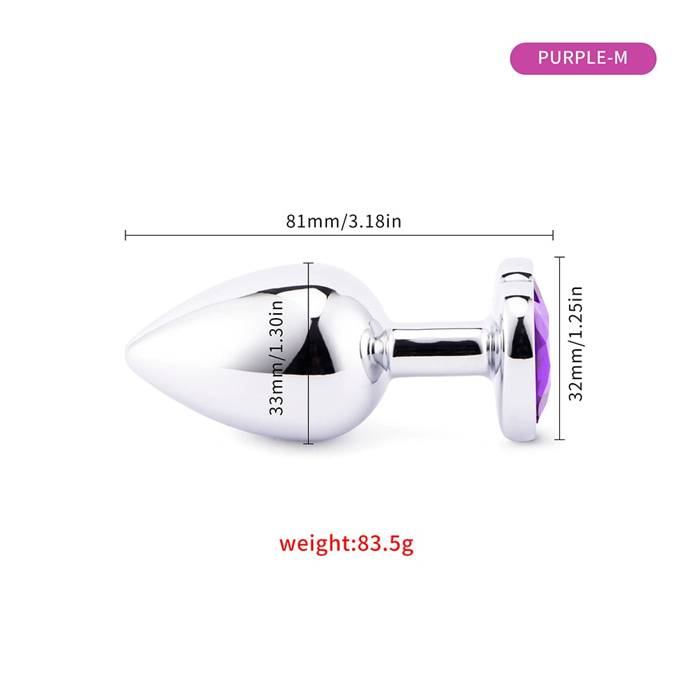 3 Sizes Anal Plug Mini Heart Smooth Metal Stainless Steel Crystal Butt Plug Stimulator Smaller Anal Sex Toys For Men Women Anus