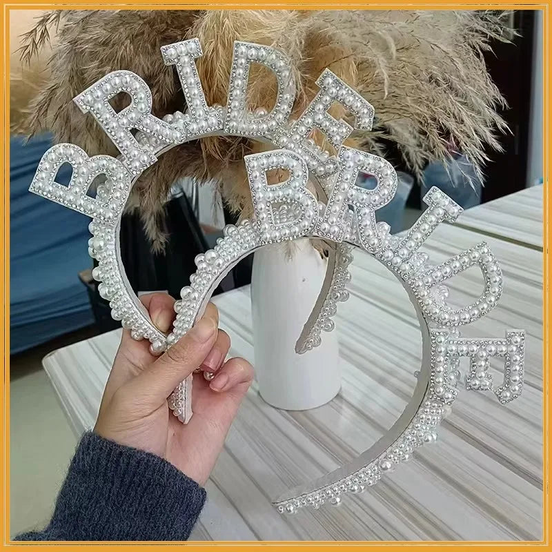 NEW Arrivals Bride to be Pearl Luxury Crown Headband Bach Bachelorette Hen Party Bridal Shower Wedding Party Engagement Rehearsal Dinner Decoration Gift