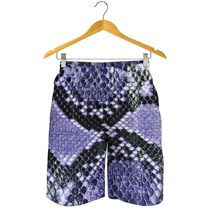 NEW Arrivals Men Summer Snakeskin Beach Shorts For Men Personality Animal 3D Swim Trunks Summer Board Shorts Loose Short Pants Streetwear Men Fashion Casual Apparel Accessories
