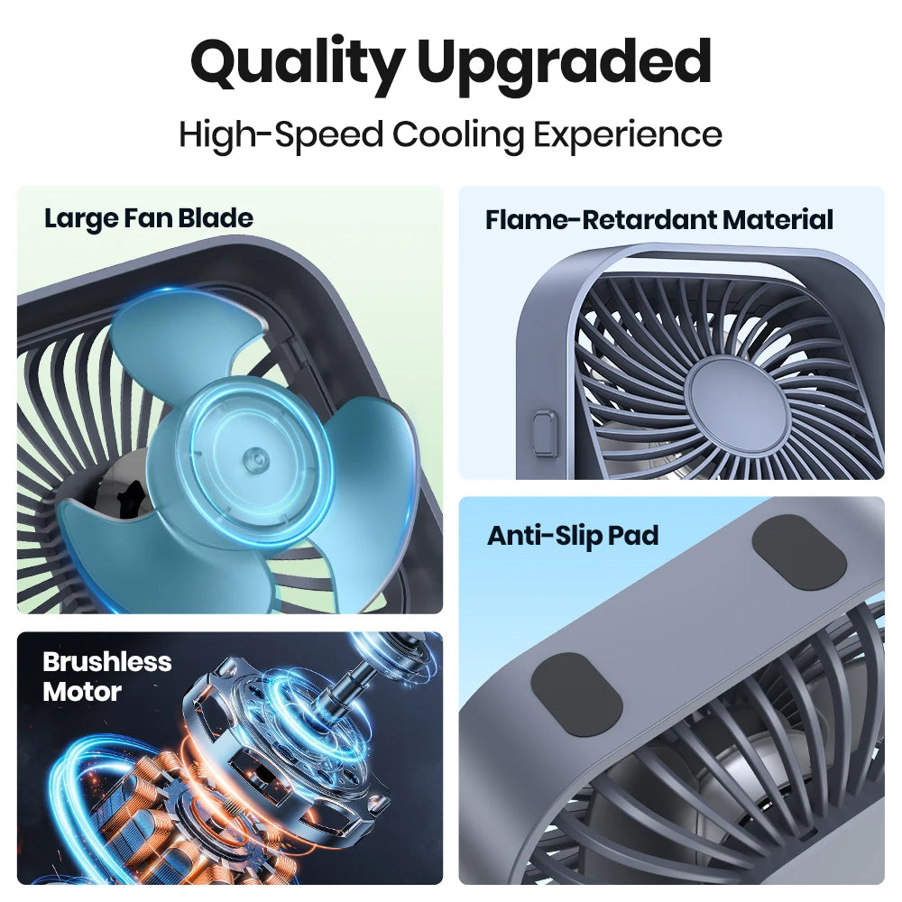 TOPK Small Personal USB Desk Fan,3 Speeds Portable Desktop Table Cooling Fan Powered by USB,Strong Wind,Quiet,for Home Office