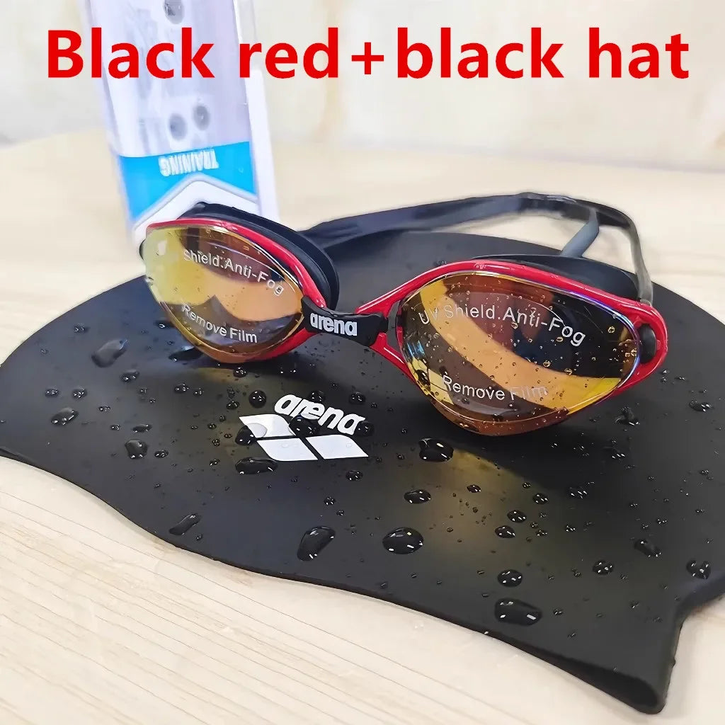 NEW Arrivals 100% Original ARENA 2PCS Set 9 Colors Professional Waterproof and Anti-Fog High-Definition Adult Swimming Goggles Silicone Swim Cap Women Men Swimming Accessories Sports Supplies