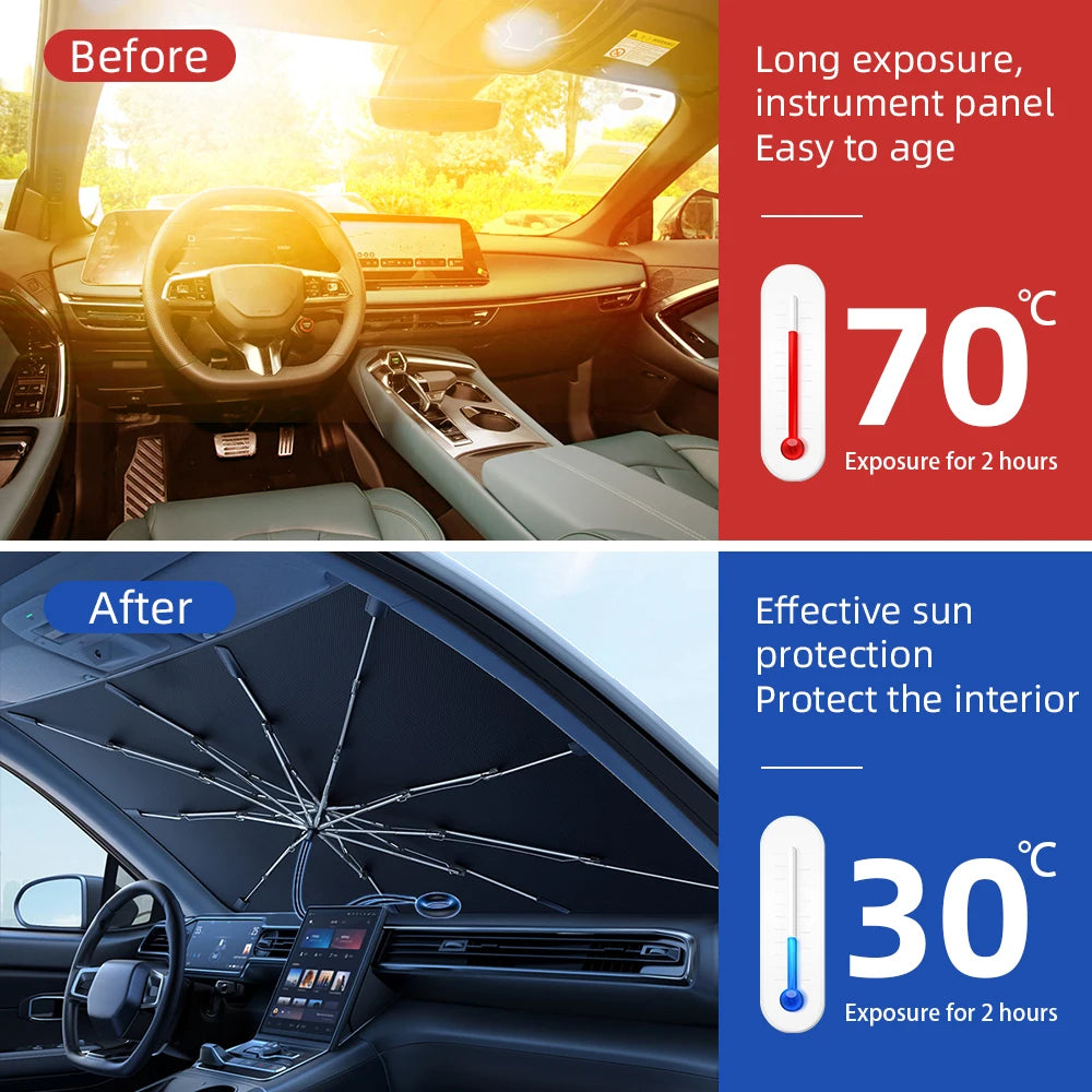 NEW!!!! Upgraded Car Windshield Sun Shade Umbrella Foldable Car Sunshade Front Window Cover for UV Ray Block & Sun Heat Protection