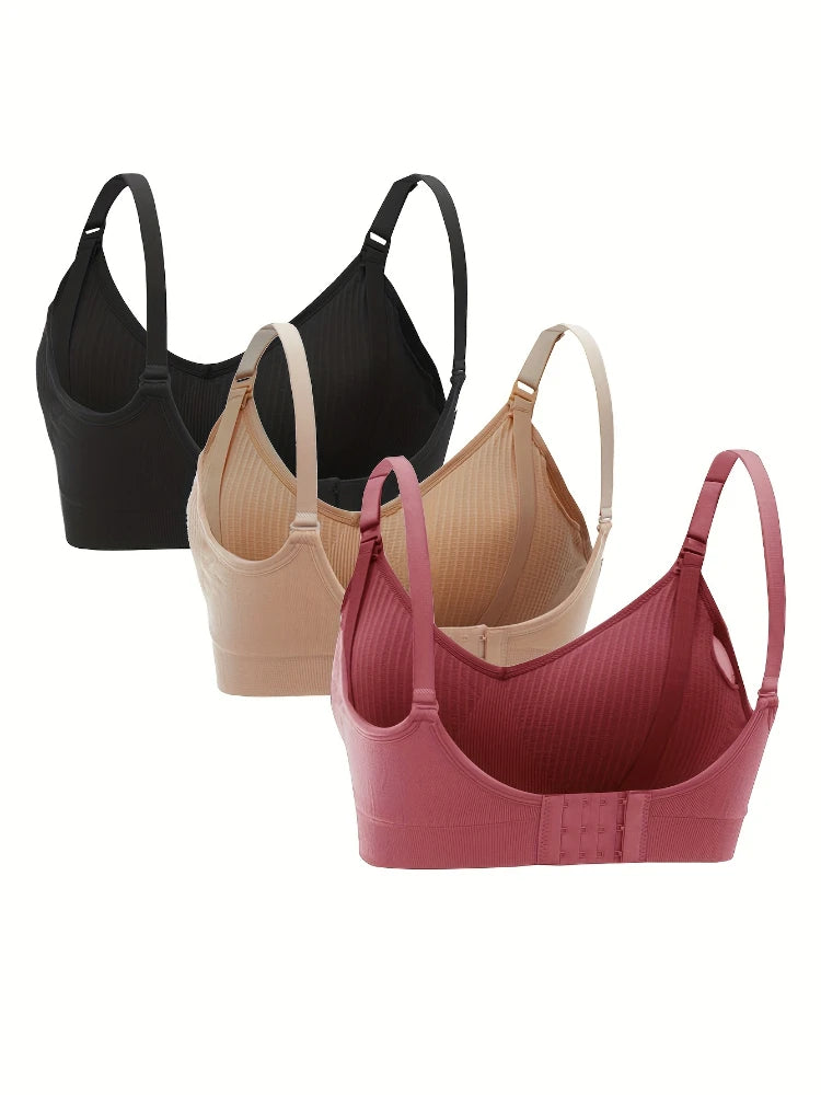 NEW Arrivals 3PCS Set No Steel Ring with Sports Pad Bra Breastfeeding Non-Sagging Vest-Style Pregnant Women's Clothing Underwear Front Buckle Bras