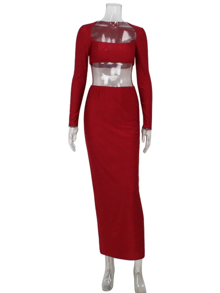 Low-Price Sales are Limited NEW Solid Fashion Sheath Nightclub Evening Party Women Sets Long Sleeve Suits Sexy Club Elegant Square Collar Female 2 Pieces(Tops+Skirts) Girls Ladies Sexy Fashion Apparel Supplies