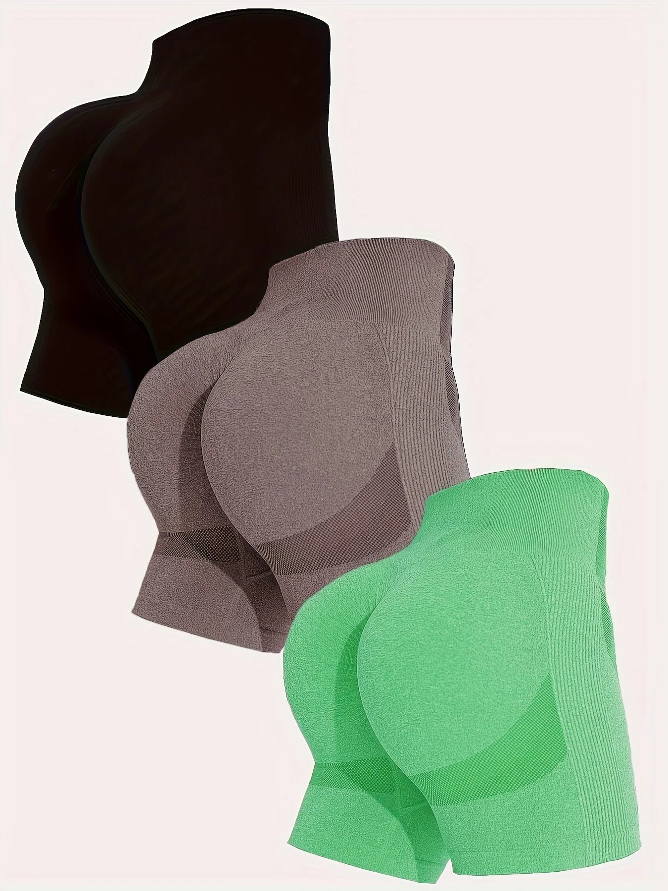 NEW Arrivals 3 Counts Women's Fitness Sportswear High Waist Tummy Control Yoga Shorts High Elastic Fitness Sportswear Outdoor Running Gym Shorts Sports Supplies