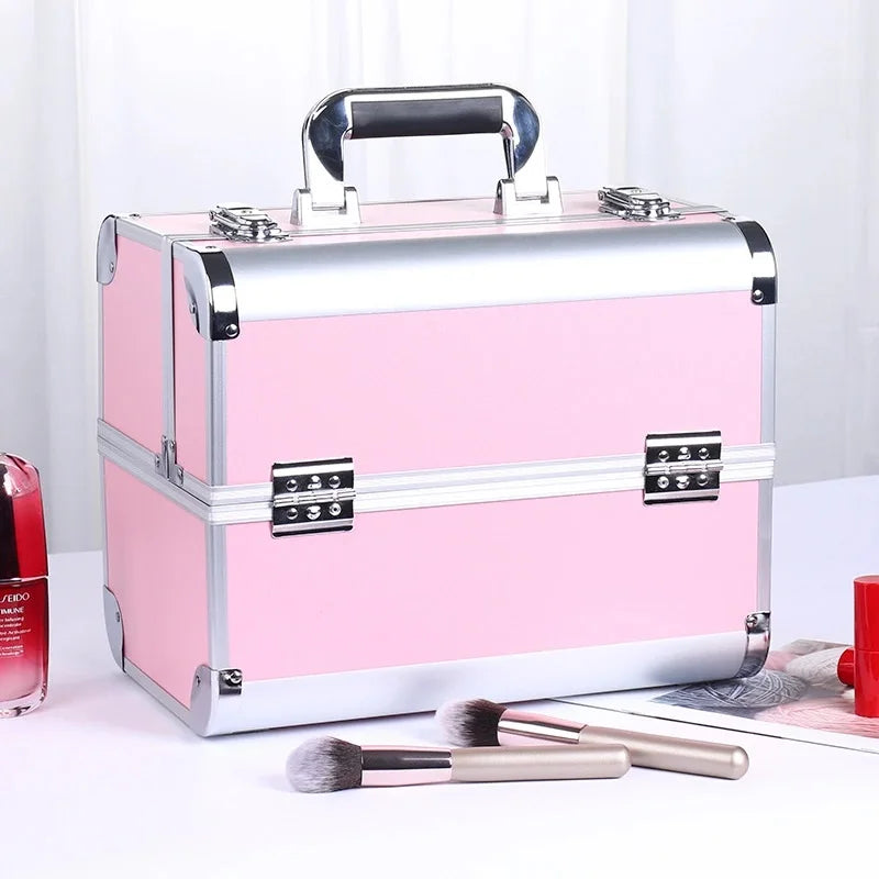 NEW Arrivals 8 Colors Make-Up Train Case Aluminum Alloy Case Pedicure Tool Box with Handle Cosmetic Box Portable Makeup Case Organizer
